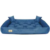AIO Factory Hondenbed, omheining, 130x105 cm, fluweel, blauw