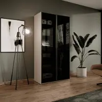 Ravio Modulaire garderobekast ZEN, beige, mat, met getint glas, model Antisol, met 2 deuren