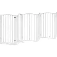 vidaXL Hondenhek inklapbaar met deur 6 panelen 300 cm populierhout wit