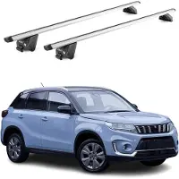 Aurilis Draagbalken, basissteunen voor Suzuki Vitara mk4, modeljaren 2015-2025, 100 kg draagvermogen, aluminium, zilverkleurig, 2-delig, met ABE-certificaat