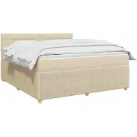 vidaXL Boxspringbed met matras, crème kleur, 140 x 190 cm, gestoffeerd