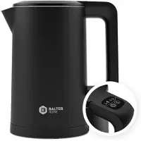 Balter waterkoker, roestvrij staal, met temperatuurregeling, 1,7 liter, 2200W, BPA-vrij, LED-verlichting, temperatuurinstelling 40°C-100°C, automatische uitschakeling, zwart