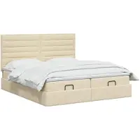 vidaXL Ottoman bed met matras met hoofdeinde 2 st Crèmekleurig Stof