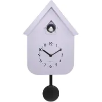 Nextime Moderne wandklok, pendelmodel, in olijgroen/lavendelkleur, kunststof, 21,5 x 41,5 cm