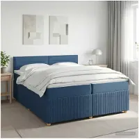 vidaXL Boxspringbed met matras met hoofdeinde Blauw 200 x 200 cm Stof