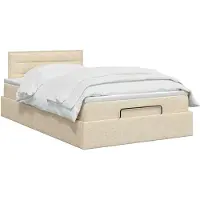 vidaXL Ottoman bed met matras Crèmekleurig 120 x 200 cm Stof
