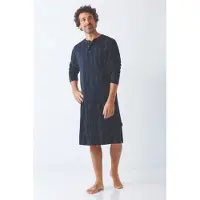 Hajo Premium katoen heren nachthemd marine blauw | Maat 48