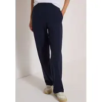 Cecil Dames Broek met High Waist en rechte pijpen in een Loose Fit-pasvorm - Blauw - XL