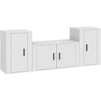 vidaXL 3-delige Tv-meubelset bewerkt hout wit