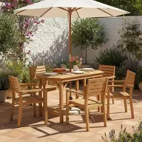 Merkloos Tuintafel van grenenhout met parasolgat