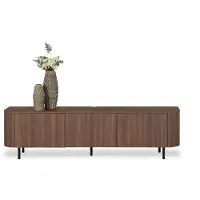 Bommel Wonen TV meubel Momo - 200 cm - met poot - Walnut - klepdeuren - poot round zwart
