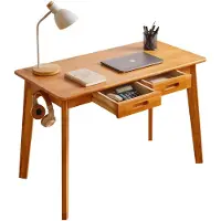 Merkloos Bureau van hout met lade en kledingroede, compact ontwerp