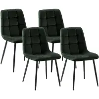 CLP Set van 4 eetkamerstoelen Tilde, bekleed met fluweel, met rugleuning, belastbaar tot 150 kg, kleur: groen