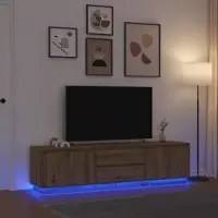 vidaXL Tv-meubel met LED-verlichting 193,5x41x50 cm artisanaal eiken