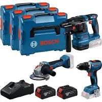 Bosch Professional GSR + GBH + GWS + 2x GBA 5.0 Ah + GAL 18V-40 0615A5009G Gereedschapsset
