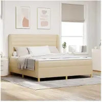 vidaXL Boxspring bed met matras met hoofdeinde Crème 200 x 180 cm Stof