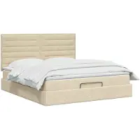 vidaXL Ottoman bed met matras en hoofdeinde, crème, 180 x 200 cm, stof