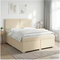 vidaXL Boxspringbed met matras Crèmekleurig 140 x 190 cm Stof