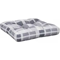 vidaXL Palletkussen 58x58x10 cm ruitpatroon stof grijs