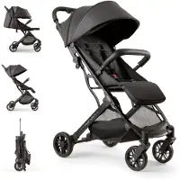 Interbaby Reisbuggy, geschikt voor kinderen tot 22 kg, handbagageformaat, met ligfunctie (zwart)
