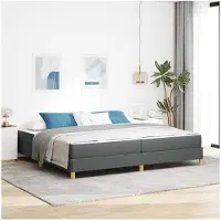 vidaXL Boxspring bed met matras Donkergrijs 200 x 200 cm Stof