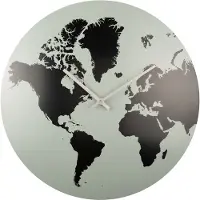 Karlsson Wandklok World Map | KARLSSON metaal grijs 39x39x4 cm wandklokken | NADUVI