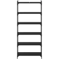 vidaXL Boekenkast 6-laags 80 x 30 x 188 cm Bewerkt hout Zwart eiken