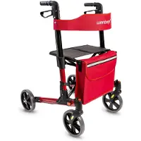 Merkloos Lichtgewicht, inklapbare rollator van aluminium, rood