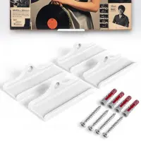 Merkloos Set van 4 witte vinylplaat-wandhouders voor een stijlvolle presentatie