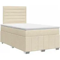 vidaXL Boxspringbed met matras, crème kleur, 120 x 190 cm, gestoffeerd