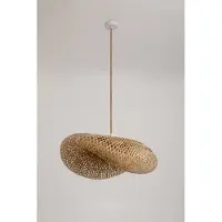 KOBI Grote hanglamp BRUGIA L, 60 cm, LINA + WIT plafond, bamboe lampenkap