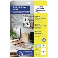 Avery Etiket LR3655-10 210x148mm recycled wit 20stuks - 2 stuks