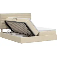 vidaXL Opbergbed met hoofdeinde, crème, 180 x 200 cm, stof