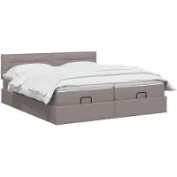 vidaXL Ottoman bed met matras met hoofdeinde 2 st Taupe Stof