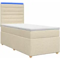 vidaXL Boxspringbed met matras en hoofdbord, crème, 90 x 190 cm, stof