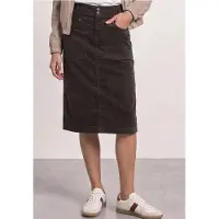 Street One Dames Midi-rok van ribstof in een effen kleur - Bruin - 42