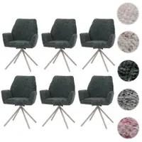 Mendler Set van 6 eetkamerstoelen, model HWC-G67, draaibaar, met automatische positie, bekleed met chenille (410g/m²), frame in crème, bekleding in groen