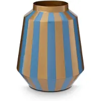 Pip studio Vaas Stripes - Bloemenvaas van Metaal - Navy/ Goud - 24x29cm