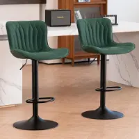 Sonstiges Barstoelen, set van 2, draaibaar, in hoogte verstelbaar, kunstleer, donkergroen
