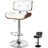 ALFORDSON Verstelbare barkruk met 360° draaibaar ontwerp en gasveer, bekleed met kunstleer, wit