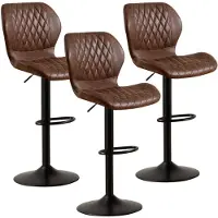 Sonstiges Barkruk met rugleuning, 360° draaibaar, in hoogte verstelbaar, bekleed met kunstleer (PU), bruin, set van 3 stuks