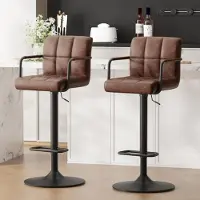 Sonstiges Barstoelen, set van 2, in hoogte verstelbaar, bekleed met kunstleer, donkerbruin, 360° draaibaar, met armleuningen en rugleuning