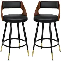 ALFORDSON Barstoelset, 2 stuks, toonbankhoogte 65 cm, hout, zwarte zitting