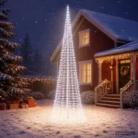 vidaXL Kerstboomverlichting met grondspies en vlaggenmast 500 cm