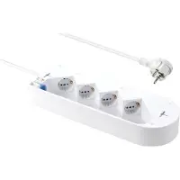 Sygonix SY-5228510 stekkerdoos met schakelaar, 4-voudig, wit, met aardingscontact, 1 stuk.