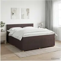 vidaXL Boxspringbed met matras, donkerbruin, 140 x 190 cm, met stoffen bekleding