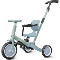 Sonstiges Driewieler 5-in-1, loopfiets, duwstang, afneembare pedalen, geschikt vanaf 1 jaar, kleur: groen