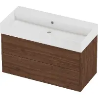 Proline Zara Badmeubelset Porselein Loft 2 Laden 100x46x65 cm Glans Wit Indian Walnut