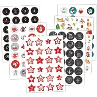 Sonstiges Adventskalenderstickers met cijfers 1-24, zelfklevend, 4 cm, voor knutselen, decoreren en versieren