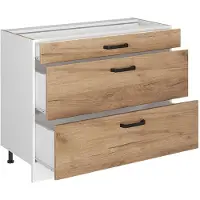 Vicco Keukenonderkast R-Line Goudkleurig Eiken/Wit 100 cm zonder werkblad, Model 71499